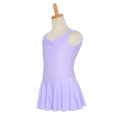 Photo2: Junior Kids Leotard, 'LEICA' Lavender, Pinch gather in the neck with skirt, Cool & Dry, UPF50+ (2)