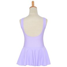 Photo3: Junior Kids Leotard, 'LEICA' Lavender, Pinch gather in the neck with skirt, Cool & Dry, UPF50+ (3)