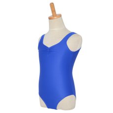Photo2: Junior Kids Leotard, 'HIROMI'  Royal blue,  Pinch gather in the neck. Cool & Dry, UPF50+ (2)