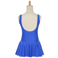 Photo3: Junior Kids Leotard, 'LEICA' Royal blue, Pinch gather in the neck with skirt. Cool & Dry, UPF50+ (3)
