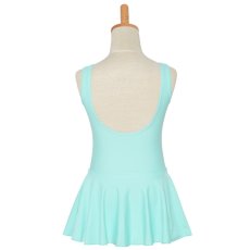 Photo3: Junior Kids Leotard, 'LEICA' Mint green, Pinch gather in the neck with skirt. Cool & Dry, UPF50+ (3)