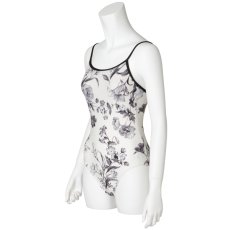 Photo3: Womens Leotard, 'SUMILE'  White,   "X" cross on the back,  Japanese flower, Cool & Dry, UPF50+ (3)