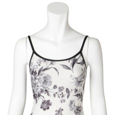 Photo4: Womens Leotard, 'SUMILE'  White,   "X" cross on the back,  Japanese flower, Cool & Dry, UPF50+ (4)