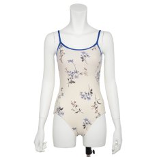 Photo4: Womens Leotard, 'SUMILE'  White,   "X" cross on the back,  Japanese flower, Cool & Dry, UPF50+ (4)