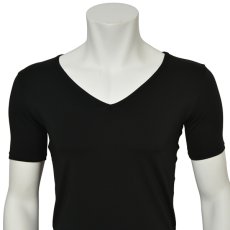 Photo4: Mens Leotard, "TOHDOH" Black,  Fitted muscle T-shirts V-neck, Cool & Dry, UPF50+ (4)