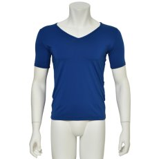 Photo1: Mens Leotard, "TOHDOH" Royal blue,  Fitted muscle T-shirts V-neck, Cool & Dry, UPF50+ (1)