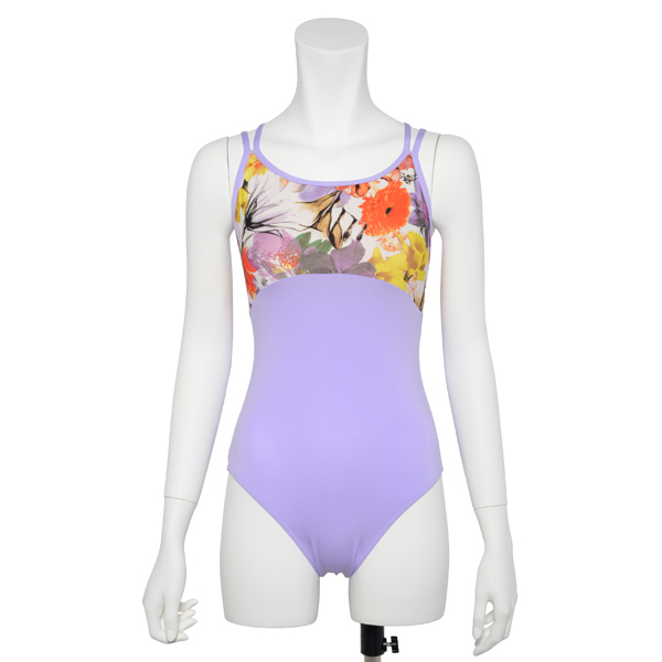 Photo1: Womens Leotard, 'CANNA'  Lavender, Two(2) Crossed shoulder straps, Cool & Dry, UPF50+ (1)